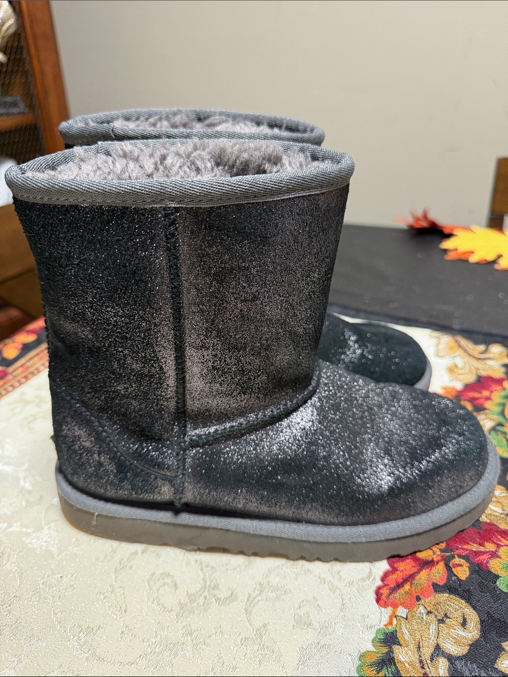 UGG Black Glitter Cozy Kids Winter Boots